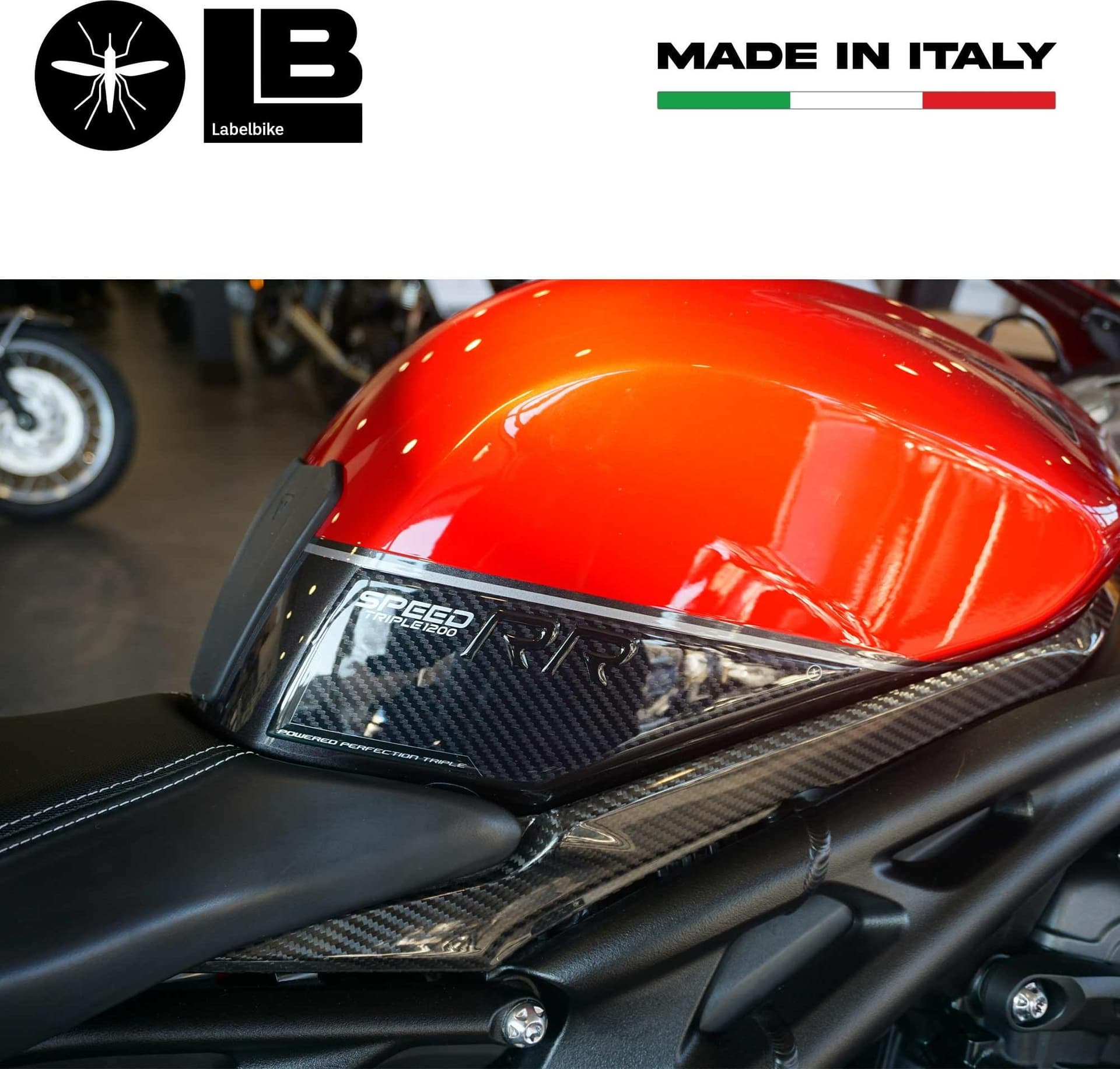 Adesivi 3D Serbatoio Laterali compatibili con Triumph Speed Triple 1200 RR in Decalcomanie adesivi e magneti LabelBike - Bibbiano, commercioVirtuoso.it