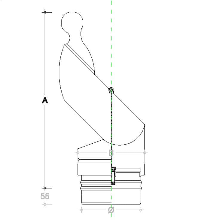 Fumaiolo gallo da 230mm in acciaio inox base tonda innesto M maschio in Fumaioli Aloiserw.com - Altomonte, commercioVirtuoso.it