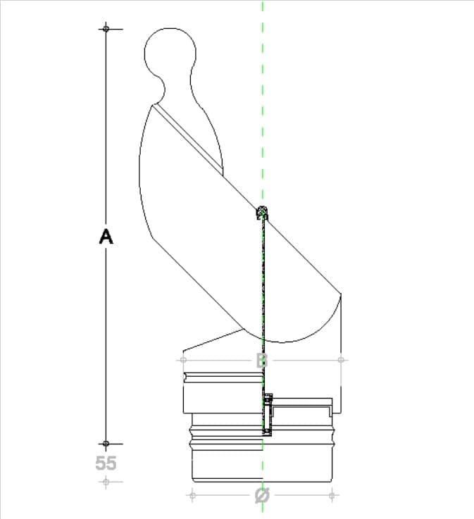 Fumaiolo gallo da 220mm in acciaio inox base tonda innesto M maschio in Fumaioli Aloiserw.com - Altomonte, commercioVirtuoso.it