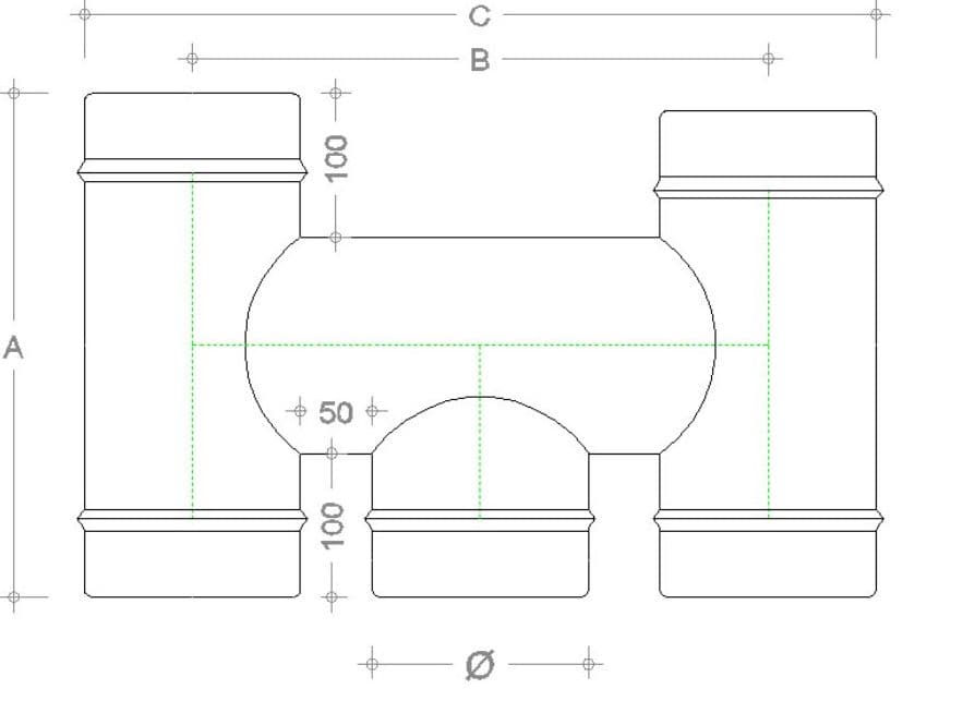 Fumaiolo terminale da 220mm modello ad H inox AISI 304 base tonda con innesto M maschio in Fumaioli Aloiserw.com - Altomonte, commercioVirtuoso.it