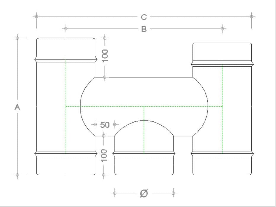 Fumaiolo terminale da 200mm modello ad H inox AISI 304 base tonda con innesto M maschio in Fumaioli Aloiserw.com - Altomonte, commercioVirtuoso.it