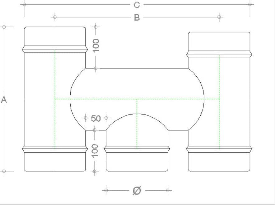 Fumaiolo terminale da 180mm modello ad H inox AISI 304 base tonda con innesto M maschio in Fumaioli Aloiserw.com - Altomonte, commercioVirtuoso.it