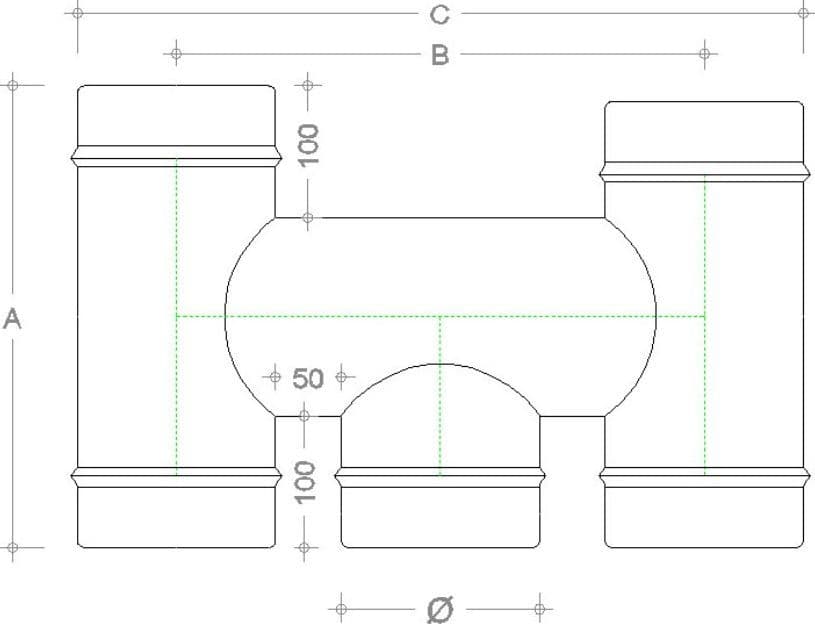Fumaiolo terminale da 150mm modello ad H inox AISI 304 base tonda con innesto M maschio in Fumaioli Aloiserw.com - Altomonte, commercioVirtuoso.it