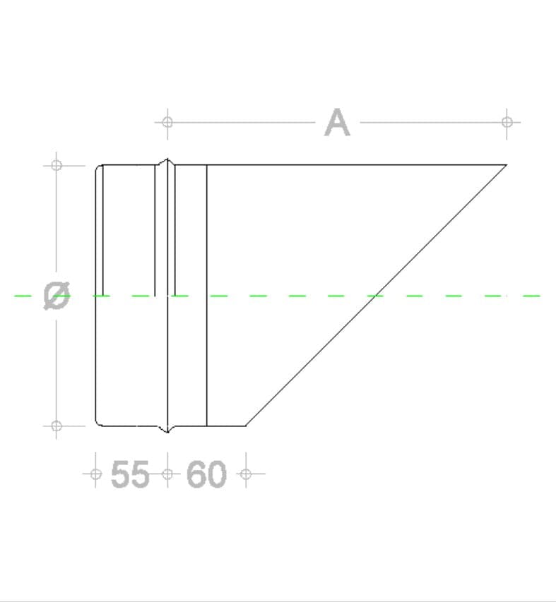Fumaiolo da 250mm tipo a becco inox AISI 304 base tonda innesto M maschio in Fumaioli Aloiserw.com - Altomonte, commercioVirtuoso.it
