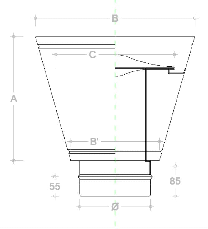 Fumaiolo da 120mm terminale veneto inox base tonda M maschio in Fumaioli Aloiserw.com - Altomonte, commercioVirtuoso.it