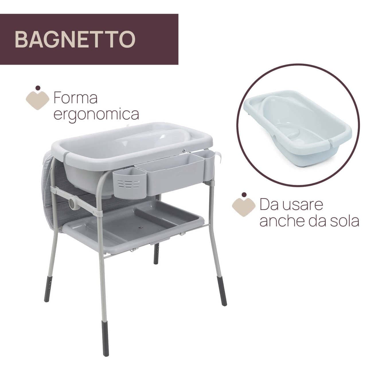 Chicco - Bagnetto Vaschetta Cuddle&Bubble Grey Melange in Vaschette e riduttori Centro Bimbo - Siderno, commercioVirtuoso.it