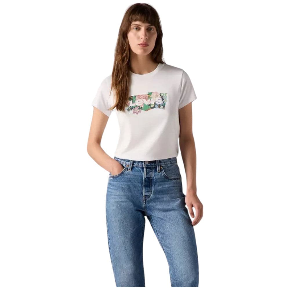Levi's t-shirt bianca logo grande floreale 173692931