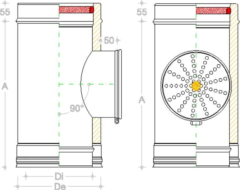 Modulo di compensazione inox a 90° doppia parete Di 100 - De 150 mm in Strisce di copertura Aloiserw.com - Altomonte, commercioVirtuoso.it