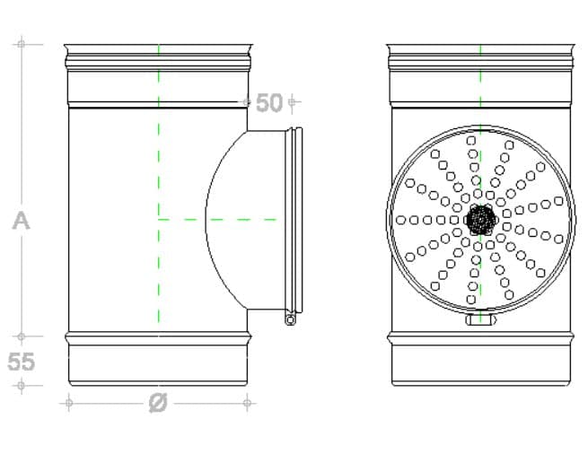 Modulo di compensazione da 220mm MF a T in acciaio inox AISI 304 in Canalizzazioni Aloiserw.com - Altomonte, commercioVirtuoso.it