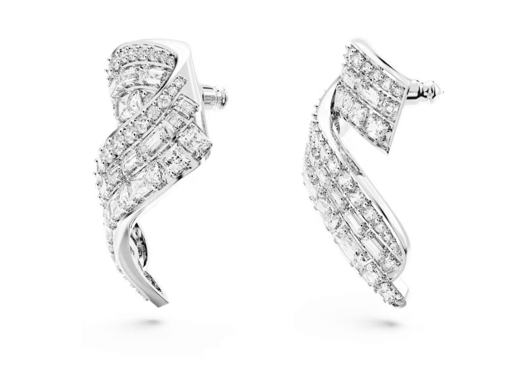 Swarovski - Orecchini a lobo Hyperbola Zirconia a zero emissioni di carbonio, Taglio misto, Bianchi, Placcato rodio in Orecchini Alba Gioielli - Casoria, commercioVirtuoso.it