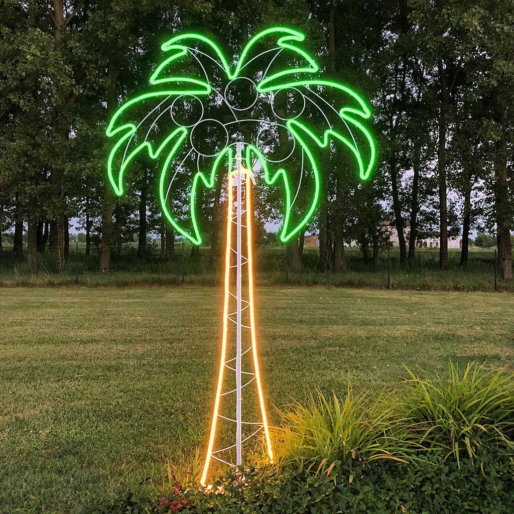 Figura luminosa palma a led effetto neon con tubo bifacciale da giardino - 4