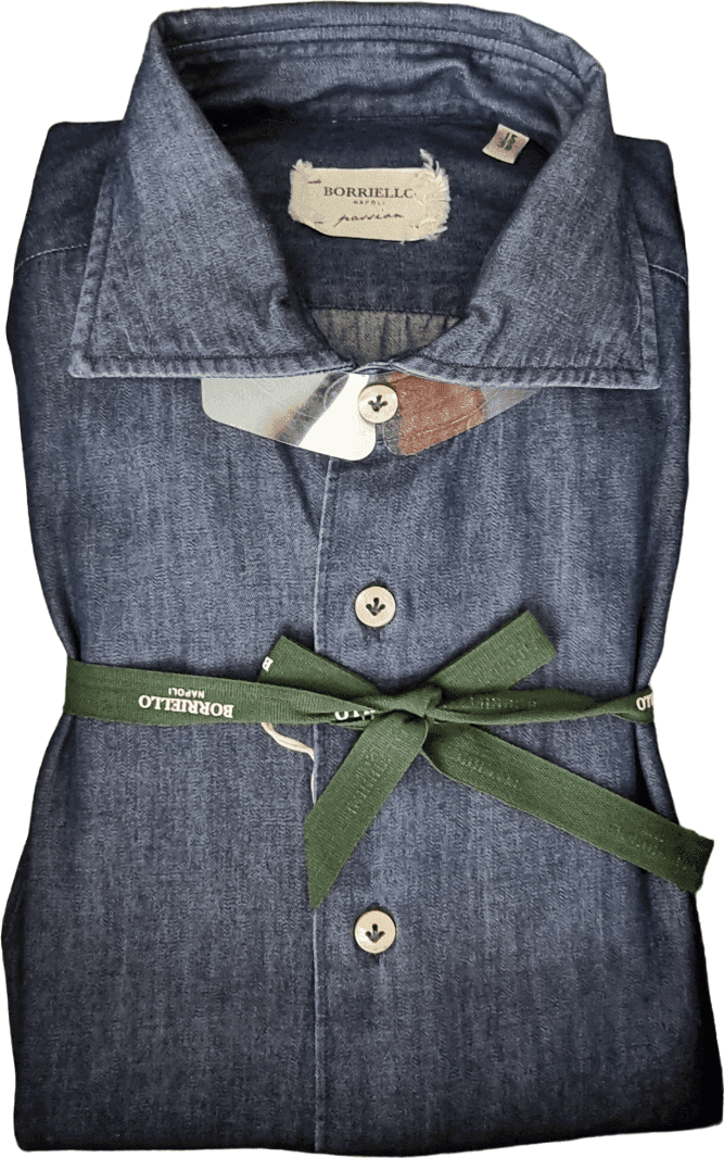 Camicia uomo Borriello - Collo francese - denim in Camicie casual Couture - Sestu, commercioVirtuoso.it