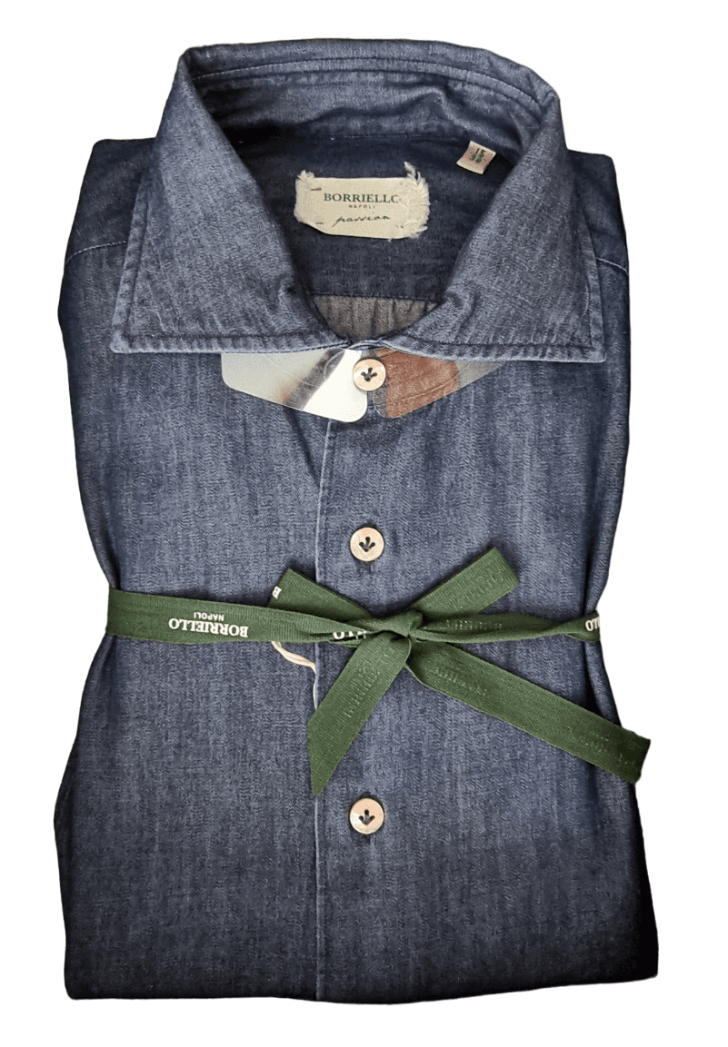 Camicia uomo Borriello - Collo francese - denim in Camicie casual Couture - Sestu, commercioVirtuoso.it