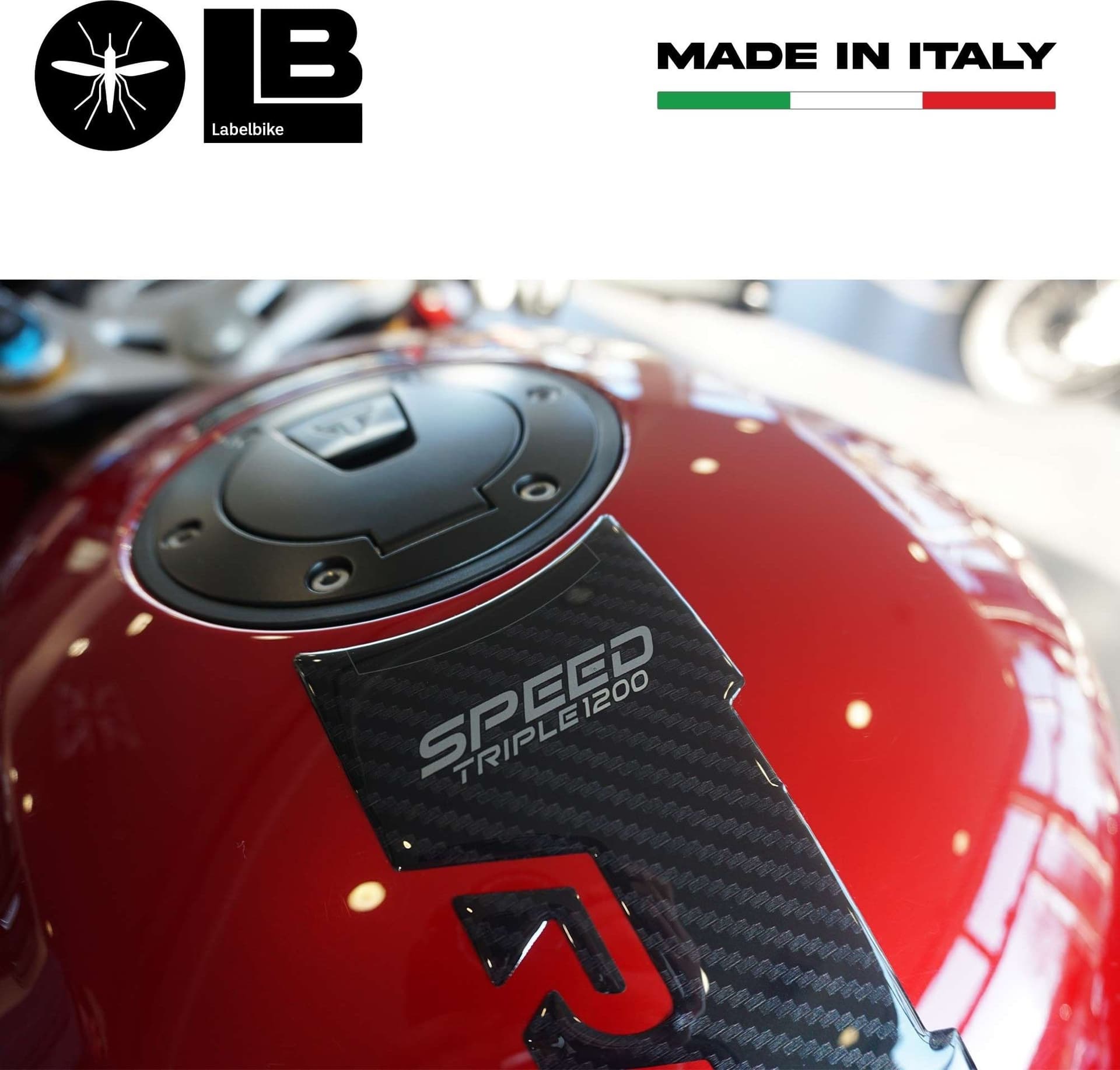 Adesivo 3D Kit serbatoio compatibile con Triumph Speed Triple 1200 RR in Decalcomanie adesivi e magneti LabelBike - Bibbiano, commercioVirtuoso.it