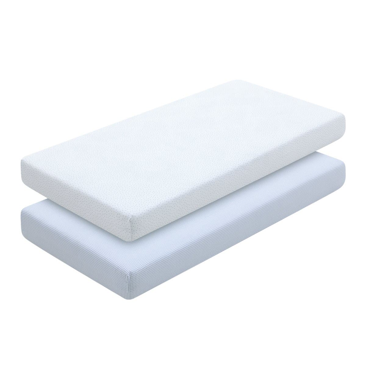 2 Lenzuolo Regolabile-Culla 60 60X120X17 Cm Vichy10 Azzurro Cambrass