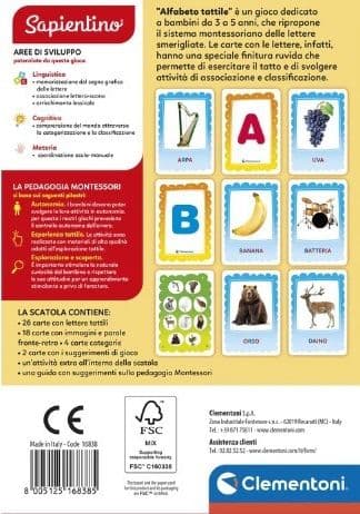 Clementoni - Montessori Alfabeto Tattile - 16838 in Flash Card Centro Bimbo - Siderno, commercioVirtuoso.it