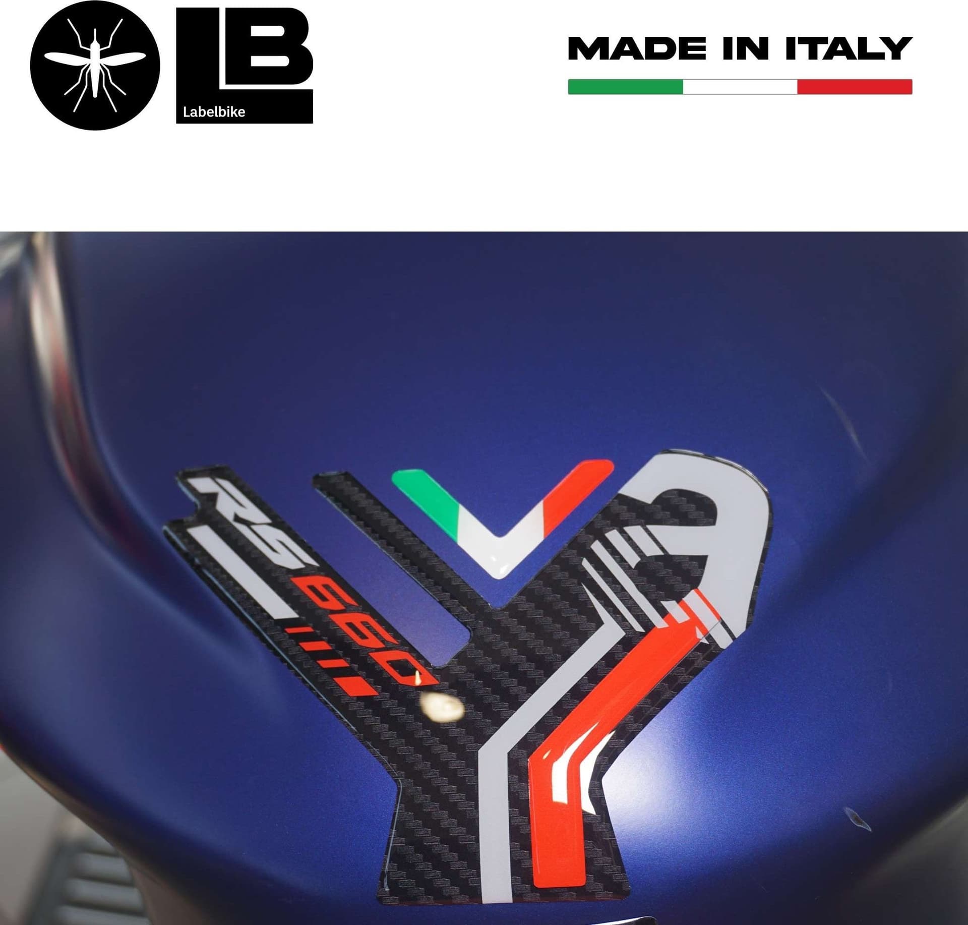Adesivo 3D Protezione Paraserbatoio compatibile con Aprilia RS 660 2020-2023 in Decalcomanie adesivi e magneti LabelBike - Bibbiano, commercioVirtuoso.it