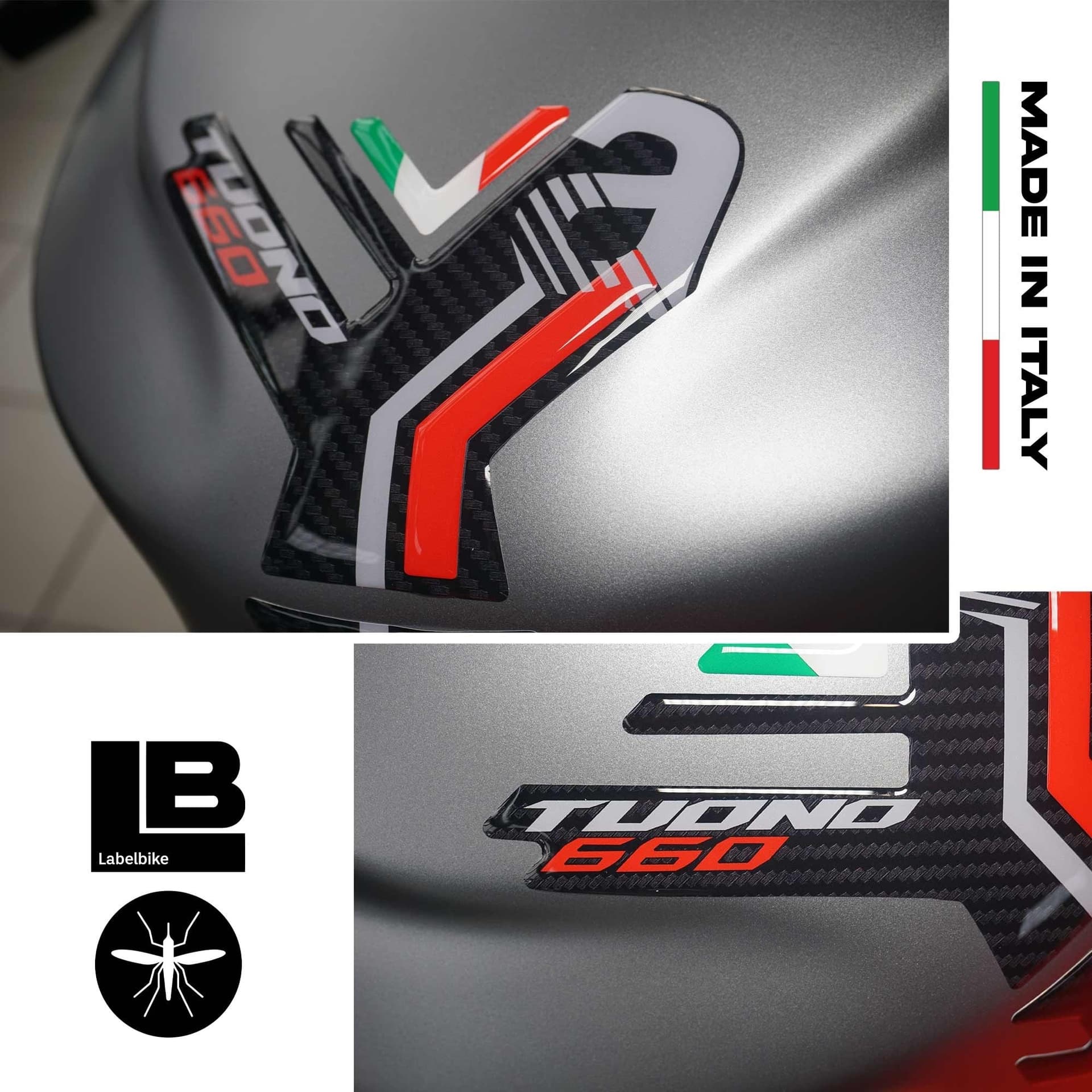 Adesivo 3D Protezione Paraserbatoio compatibile con Aprilia Tuono 660 2021-2023 in Decalcomanie adesivi e magneti LabelBike - Bibbiano, commercioVirtuoso.it