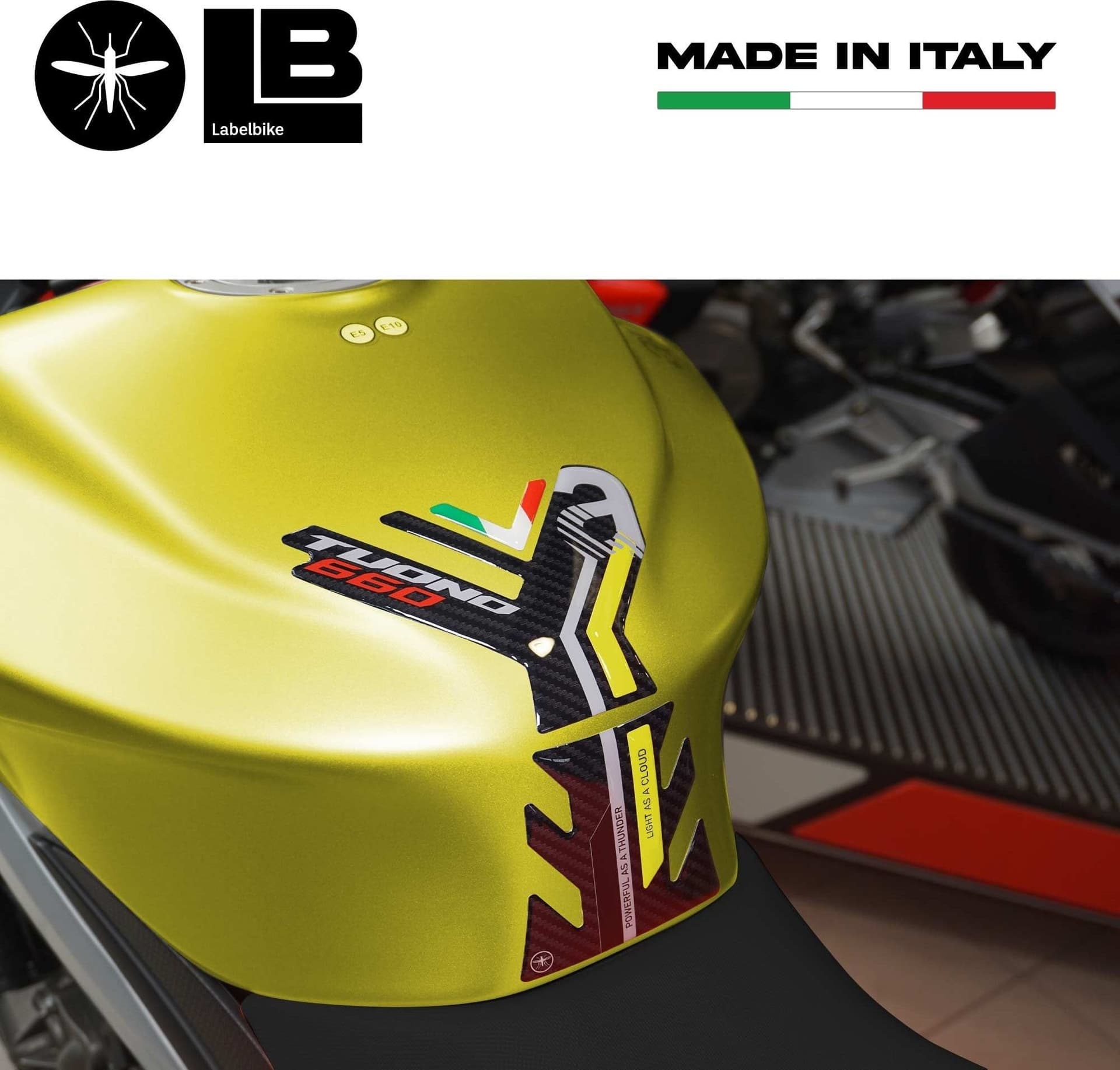 Adesivo 3D Protezione Paraserbatoio compatibile con Aprilia Tuono 660 2021-2023 in Decalcomanie adesivi e magneti LabelBike - Bibbiano, commercioVirtuoso.it