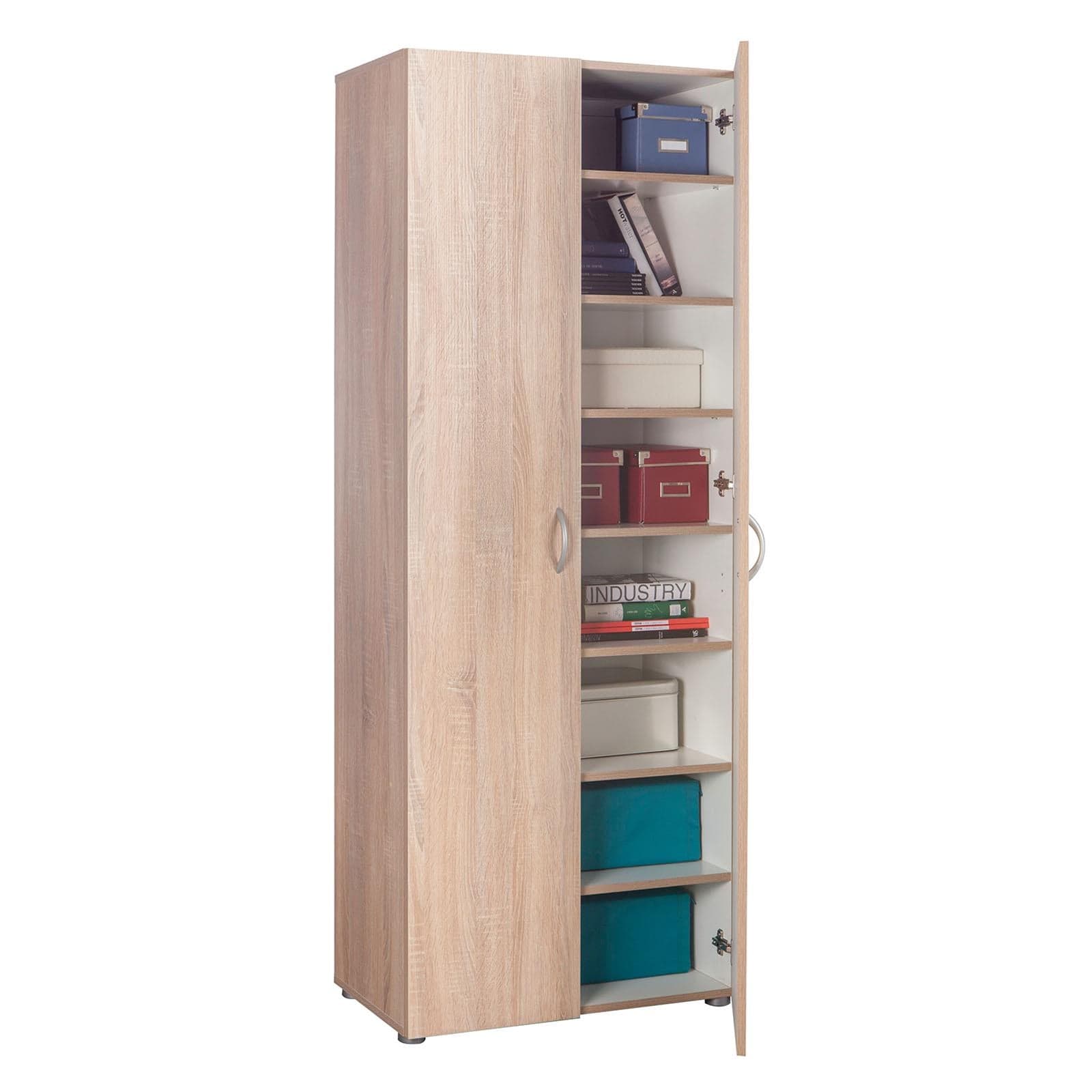 Armadio in legno colonna multiuso con 8 ripiani e 2 ante scarpiera "Made in Italy" - 3