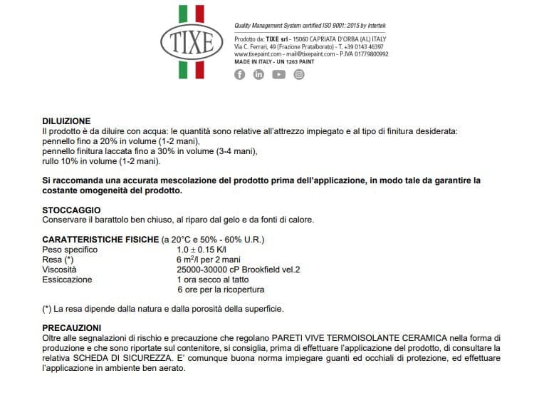 Tixe Pareti Vive 4lt pittura bianca opaca anticondensa termoisolante ceramica alto spessore con antimuffa lavabile per interni in Pittura per pareti Aloiserw.com - Altomonte, commercioVirtuoso.it