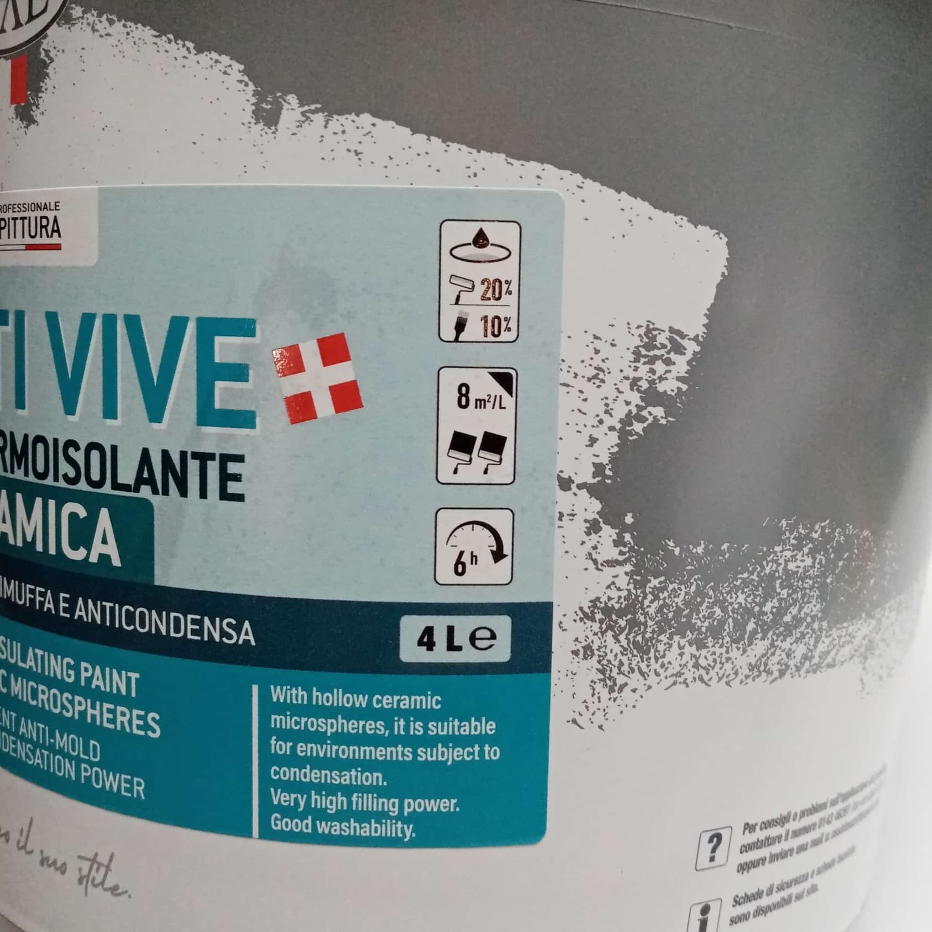 Tixe Pareti Vive 4lt pittura bianca opaca anticondensa termoisolante ceramica alto spessore con antimuffa lavabile per interni in Pittura per pareti Aloiserw.com - Altomonte, commercioVirtuoso.it