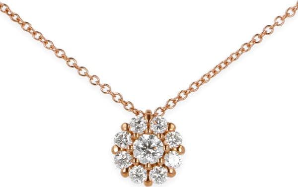 Namuri - collana con Pendente Oro Rosa 18K Con Diamante Centrale E Contorno Di Diamanti - 2
