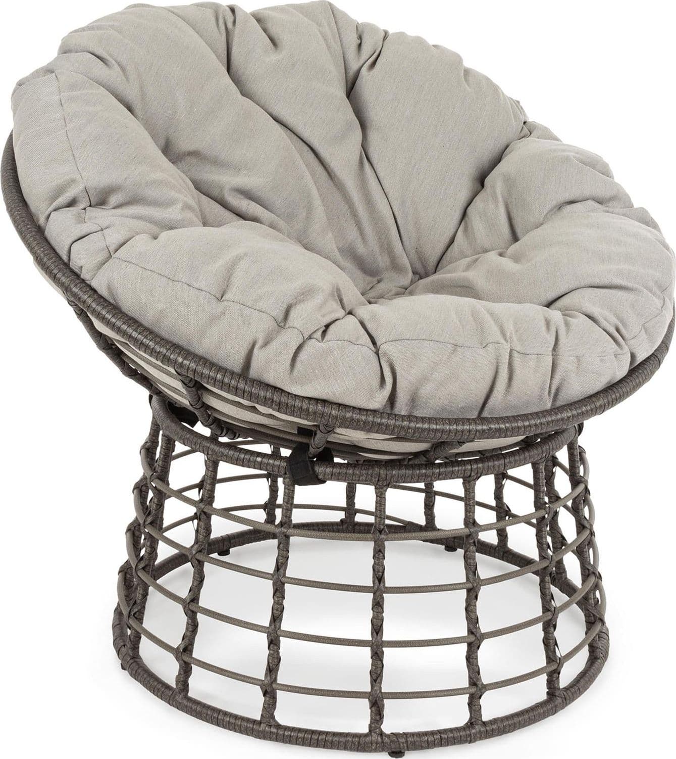 Poltrona a culla "Molly" in rattan con cuscino per giardino e veranda – Grigio – Andrea Bizzotto Spa – bambù