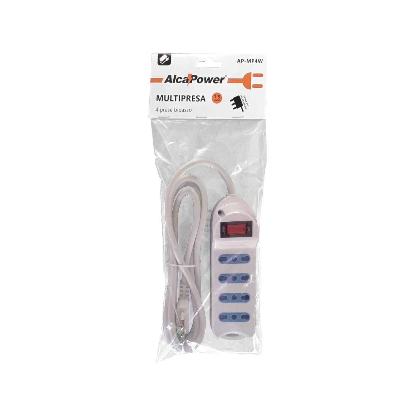 Alca Power multipresa bianca con 4 prese bipasso spina a 90° cavo da 1,5mt con interruttore in Multiprese Aloiserw.com - Altomonte, commercioVirtuoso.it