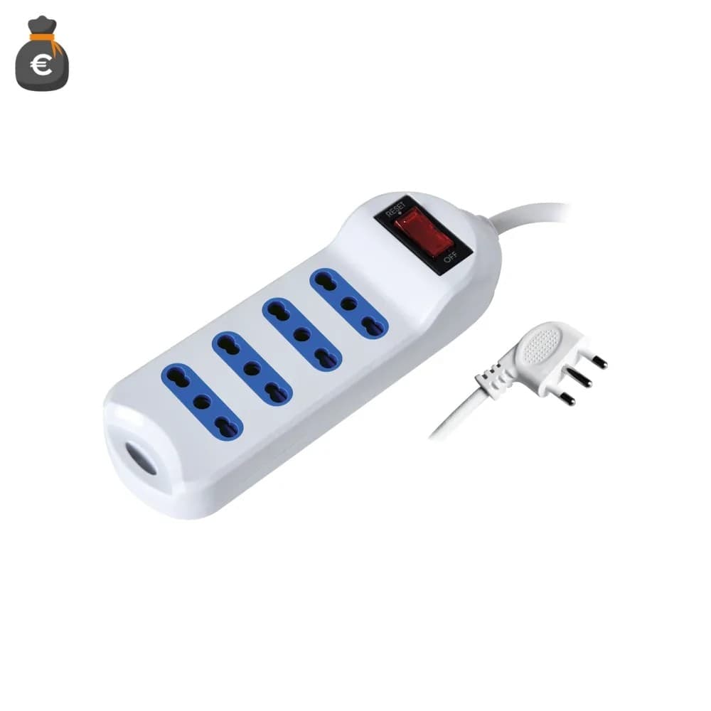 Alca Power multipresa bianca con 4 prese bipasso spina a 90° cavo da 1,5mt con interruttore in Multiprese Aloiserw.com - Altomonte, commercioVirtuoso.it