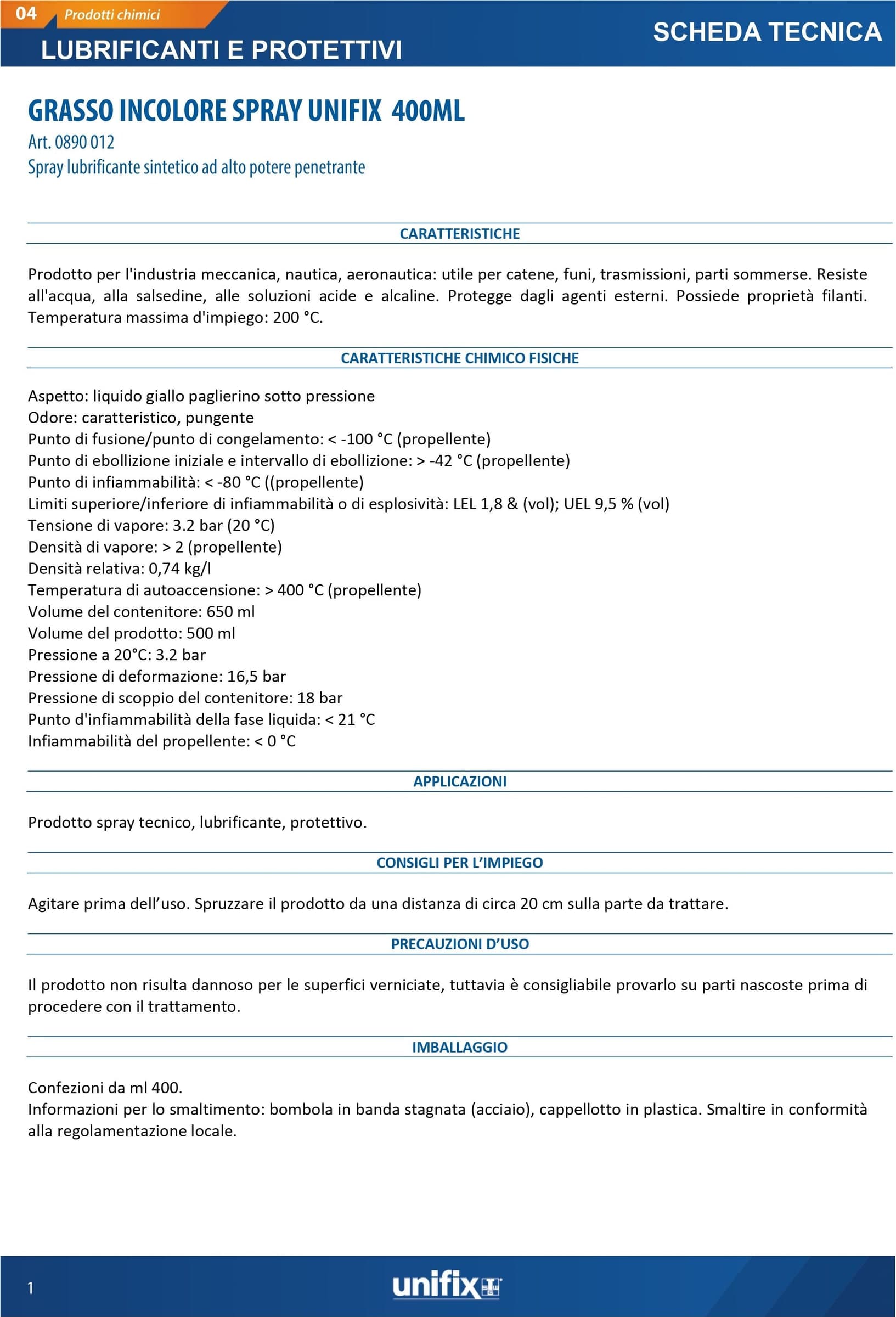 Unifix Grasso incolore 400ml lubrificante spray atossico per parti meccaniche in movimento in Lubrificanti Aloiserw.com - Altomonte, commercioVirtuoso.it