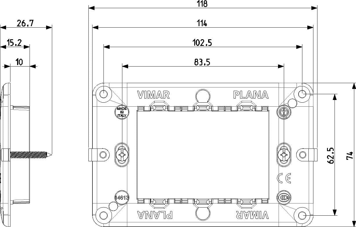 Vimar supporto 3 moduli con viti per scatole 3 moduli tipo 503 in Placche combinate interruttori e prese Aloiserw.com - Altomonte, commercioVirtuoso.it