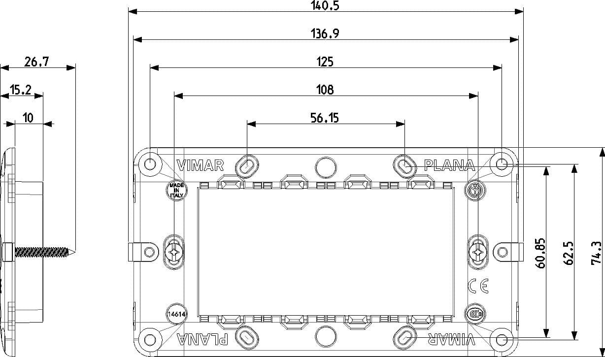 Vimar supporto 4 moduli con viti per scatole 4 moduli tipo 504 in Placche combinate interruttori e prese Aloiserw.com - Altomonte, commercioVirtuoso.it