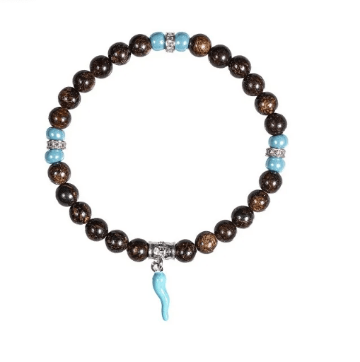 GERBA @- Bracciale Horn cornetto celeste occhio di tigre uomo donna