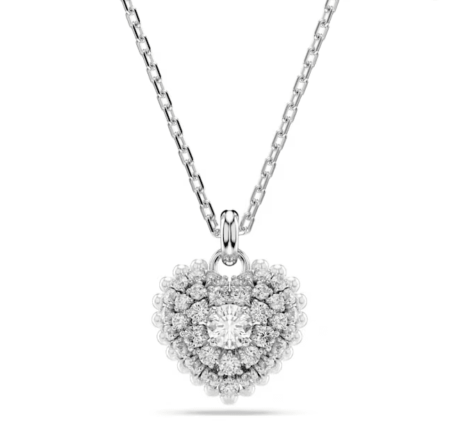 Swarovski - Collana con Pendente Hyperbola, Cuore, Bianco, Placcato rodio