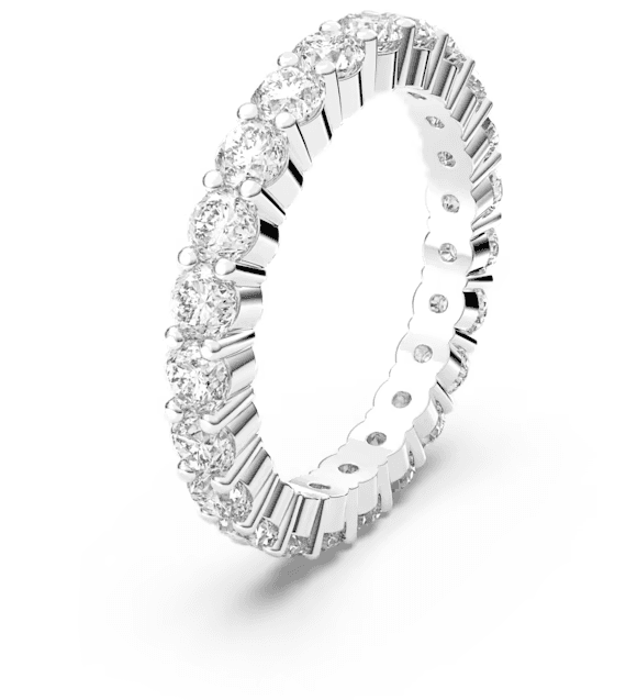 Swarovski - Anello Vittore XL, Taglio tondo, Bianco, Placcato rodio