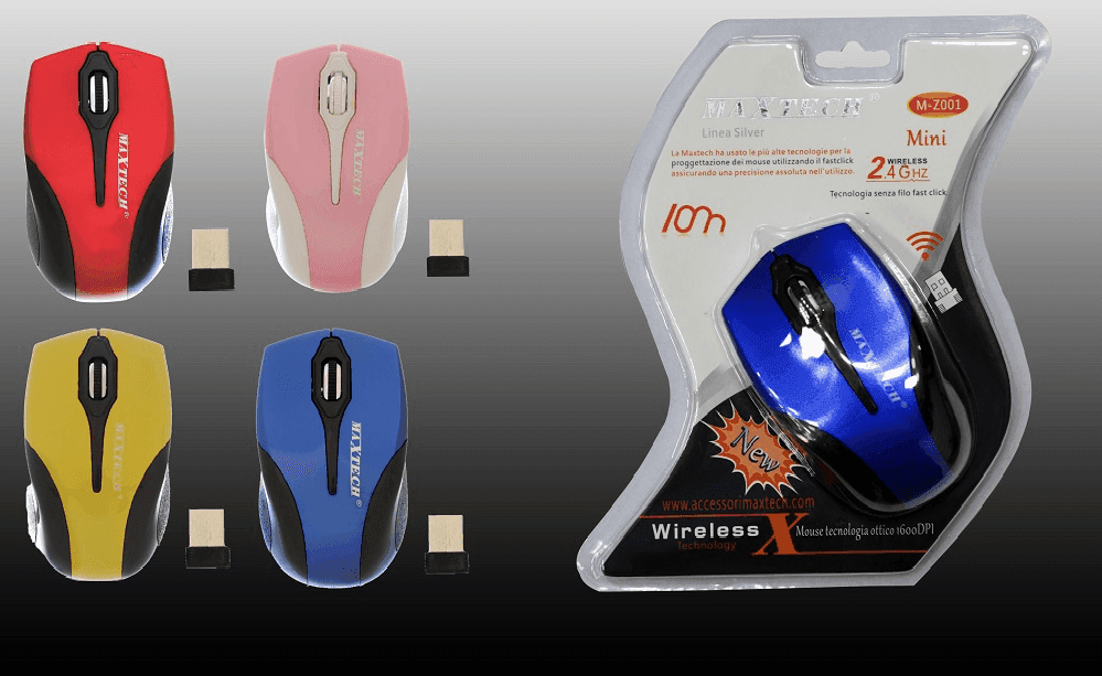 MOUSE WIFI PC COMPUTER USB2.0 SENZA FILI WIRELESS 2.4 GHZ MAXTECH WIN-IOS M-Z001 in prodotto Trade Shop italia - Napoli, commercioVirtuoso.it