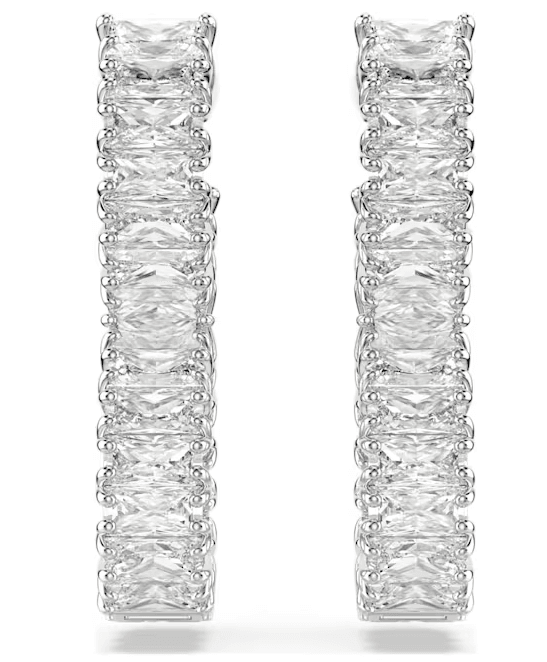 Swarovski- Orecchini a cerchio Hyperbola, Infinito, Bianchi, Placcato rodio in Orecchini Alba Gioielli - Casoria, commercioVirtuoso.it