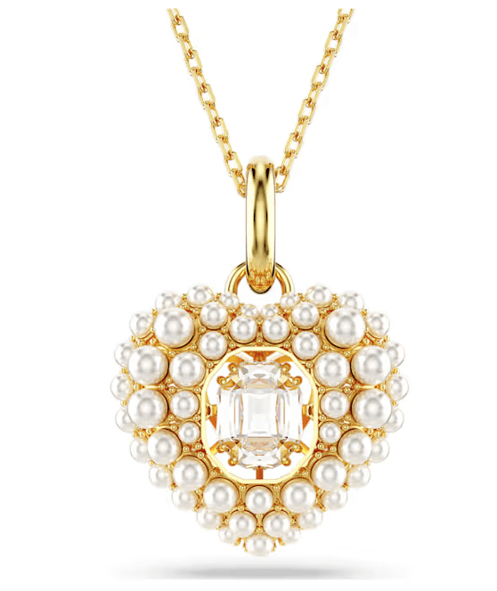 Swarovski - Collana con Pendente Hyperbola, Cuore, Bianco, Placcato color oro