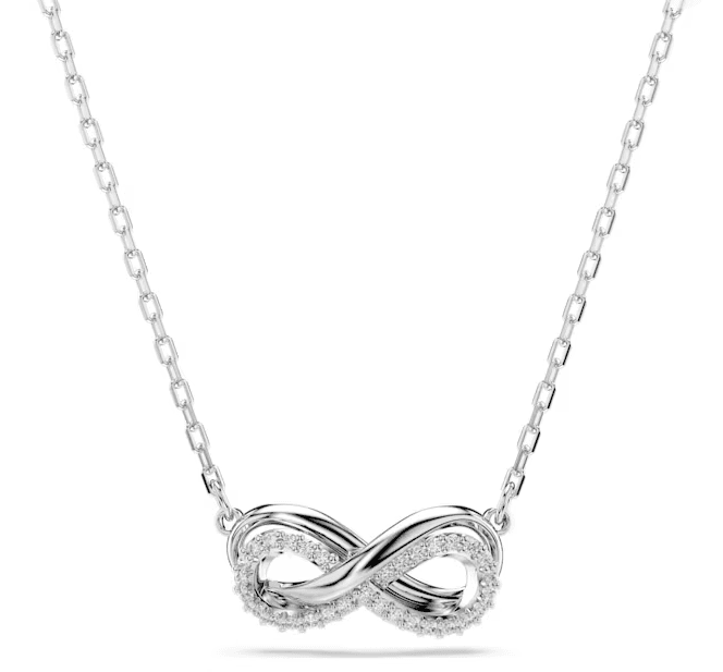 Swarovski - Collana con Pendente Hyperbola, Pavé, Infinito, Bianco, Placcato rodio
