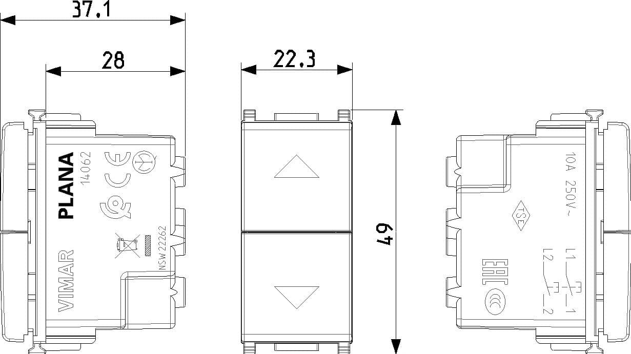 Vimar due pulsanti bianco interbloccati 1P NO + 1P NO 10A 250V con frecce direzionali in Placche per interruttori Aloiserw.com - Altomonte, commercioVirtuoso.it