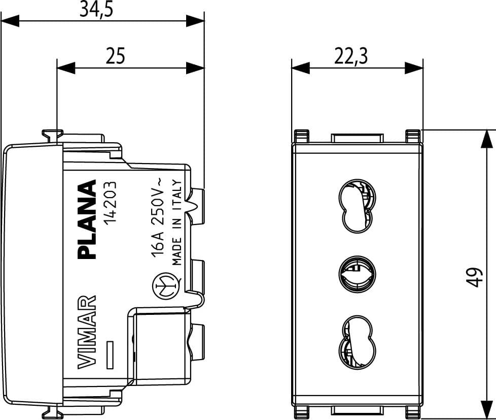 Vimar Bpresa SICURY 2P+T 16A 250V standard italiano tipo P17/11 bianco in Prese a muro Aloiserw.com - Altomonte, commercioVirtuoso.it
