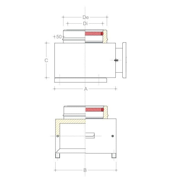 Camera raccolta ceneri DI 250 - DE 300mm per tubo doppia parete in acciaio inox in Tubi di scarico Aloiserw.com - Altomonte, commercioVirtuoso.it
