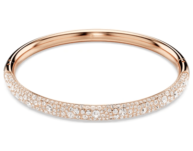 Swarovski - Bracciale rigido Meteora, Pavé a neve, Bianco, Placcato color oro rosa