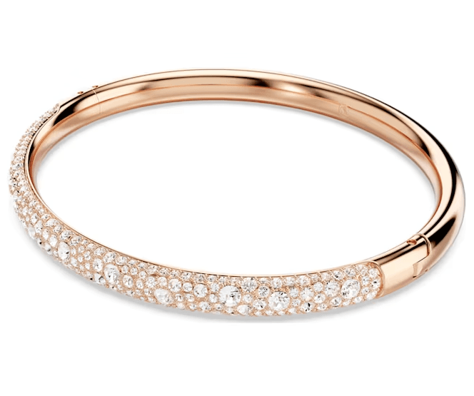 Swarovski - Bracciale rigido Meteora, Pavé a neve, Bianco, Placcato color oro rosa in Bracciali Alba Gioielli - Casoria, commercioVirtuoso.it