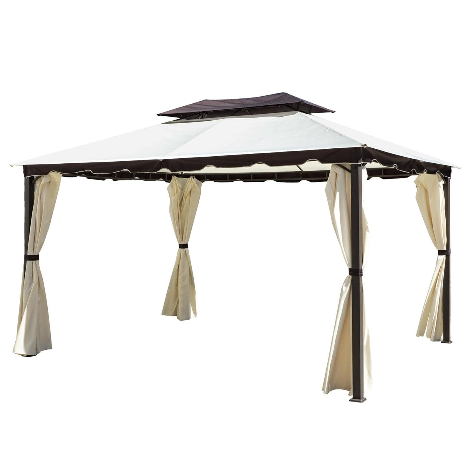 Gazebo "Fenice" Beige con teli laterali e airvent da giardino e veranda - 9