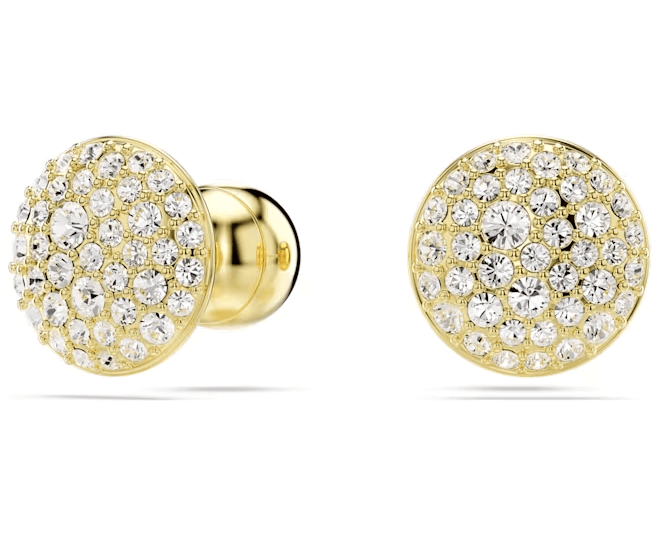 Swarovski - Orecchini a lobo Meteora, Bianchi, Placcato color oro
