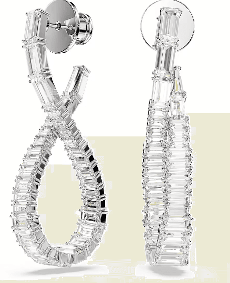 Swarovski - Orecchini pendenti Hyperbola, Infinito, Bianchi, Placcato rodio