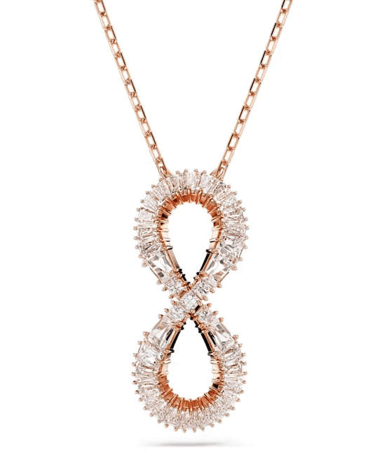 Swarovski- Colana con Pendente Hyperbola, Infinito, Bianco, Placcato color oro rosa