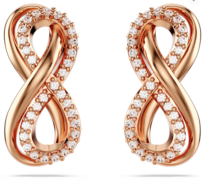 Swarovski - Orecchini a lobo Hyperbola, Infinito, Bianchi, Placcato color oro rosa in Orecchini Alba Gioielli - Casoria, commercioVirtuoso.it